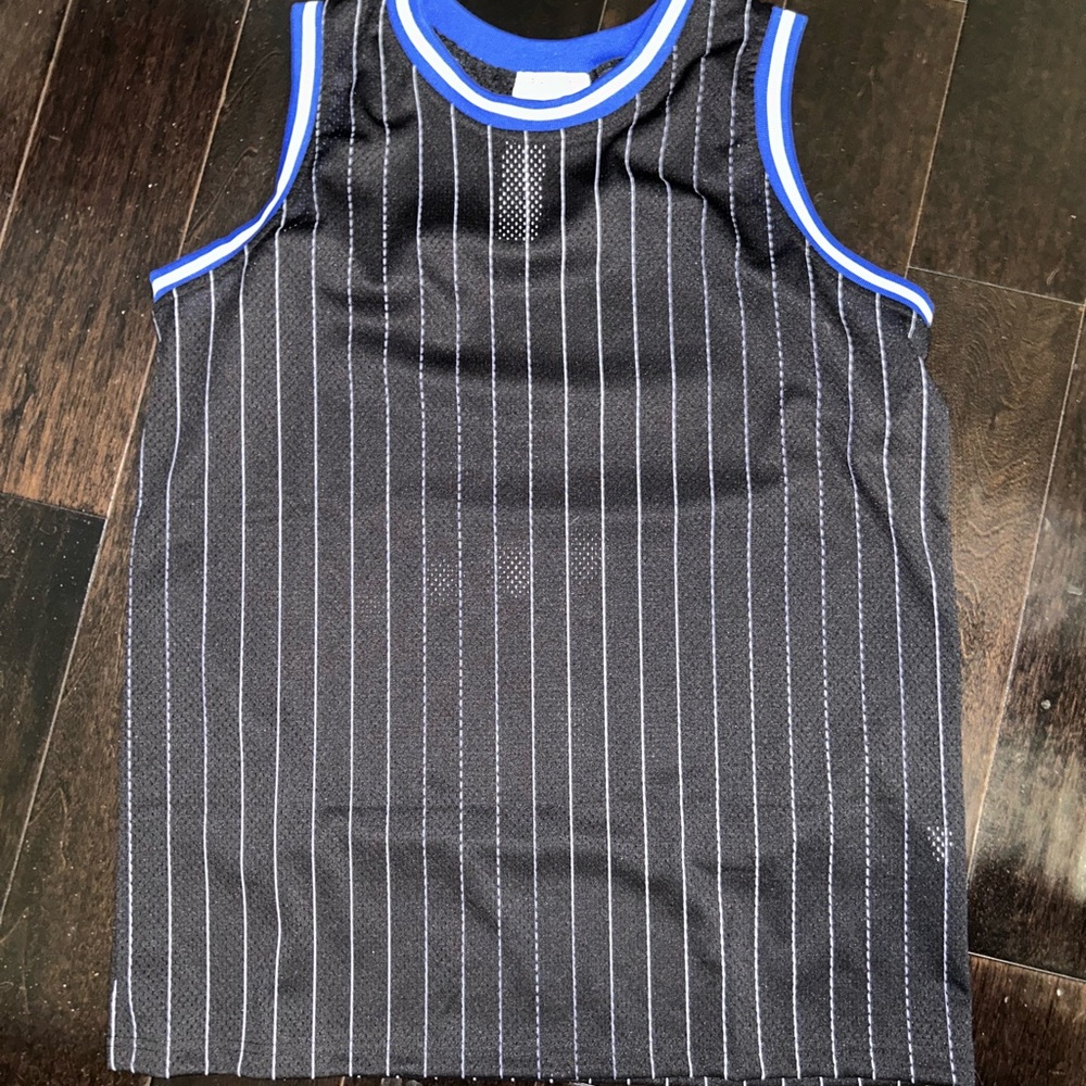 Blank Black Blue Striped Tank Top M mens Medium Orlando Magic athletic jersey